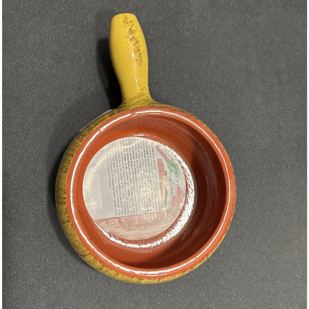 De Silva Terre D’Umbria Dish Bowl Pan Rustic Yellow Handle Italy - Picture 2 of 9